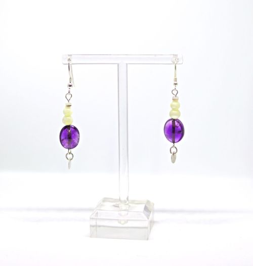 amethyst and antique mother of pearl earrings by nicoletta george