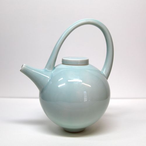 small blue teapot by tricia thom