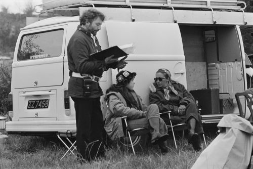 Dave, Christiane and June Randall (Continuity) shoot the breeze by norrie maclaren