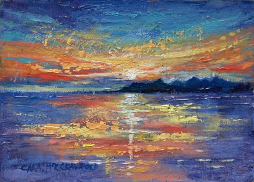 days end, sundown over eigg and rum by cara mckinnon crawford