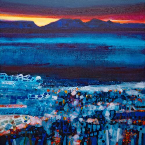 rum and eigg, evening sky by penny godlington