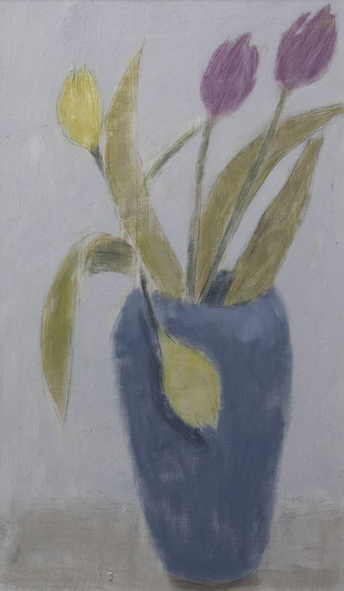 yellow and pink tulips by joyce gunn cairns mbe