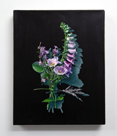 votive offering no.91, dog rose and foxglove after mary delany by kirsty lorenz