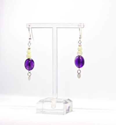 amethyst and antique mother of pearl earrings by nicoletta george