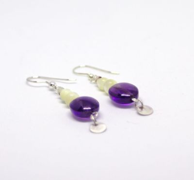 amethyst and antique mother of pearl earrings by nicoletta george