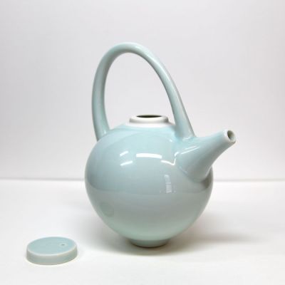 small blue teapot by tricia thom