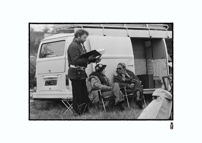 Dave, Christiane and June Randall (Continuity) shoot the breeze by norrie maclaren