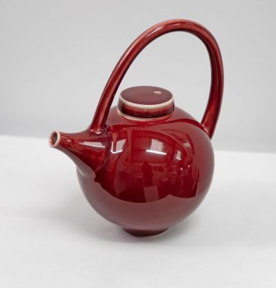 small red teapot by tricia thom