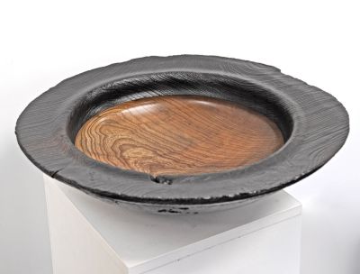 burr elm bowl, burnt rim I by angus clyne