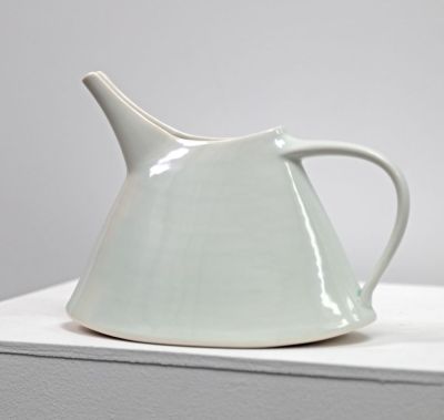 small oval clear blue jug by tricia thom