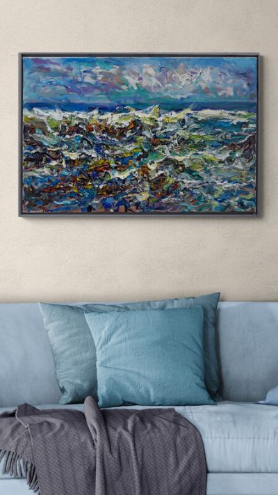 wild and windy hopeman beach by jonathan shearer