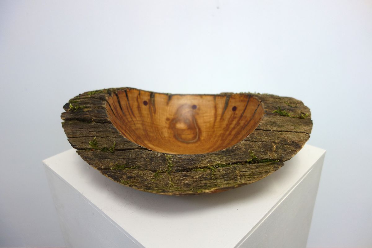 Oak Morvern Shallow Bowl with Purple Heart Plugs | John Hodgson